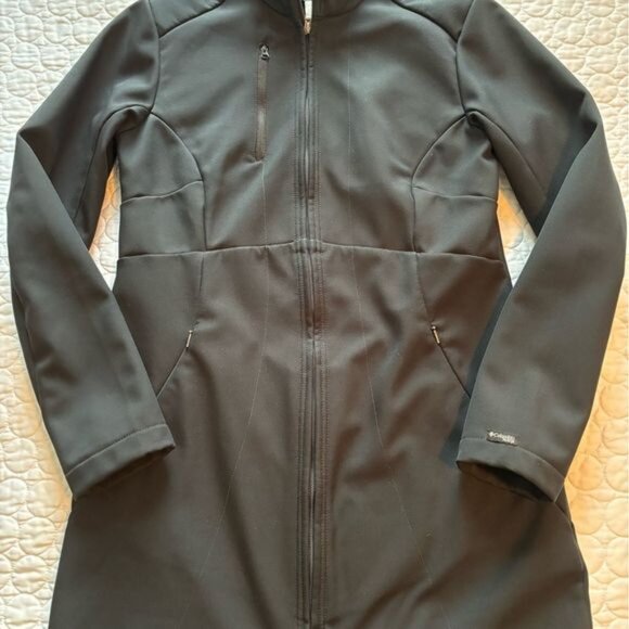 COLUMBIA Soft Shell 3/4-length Jacket Coat Black Sz Small - Picture 5 of 9
